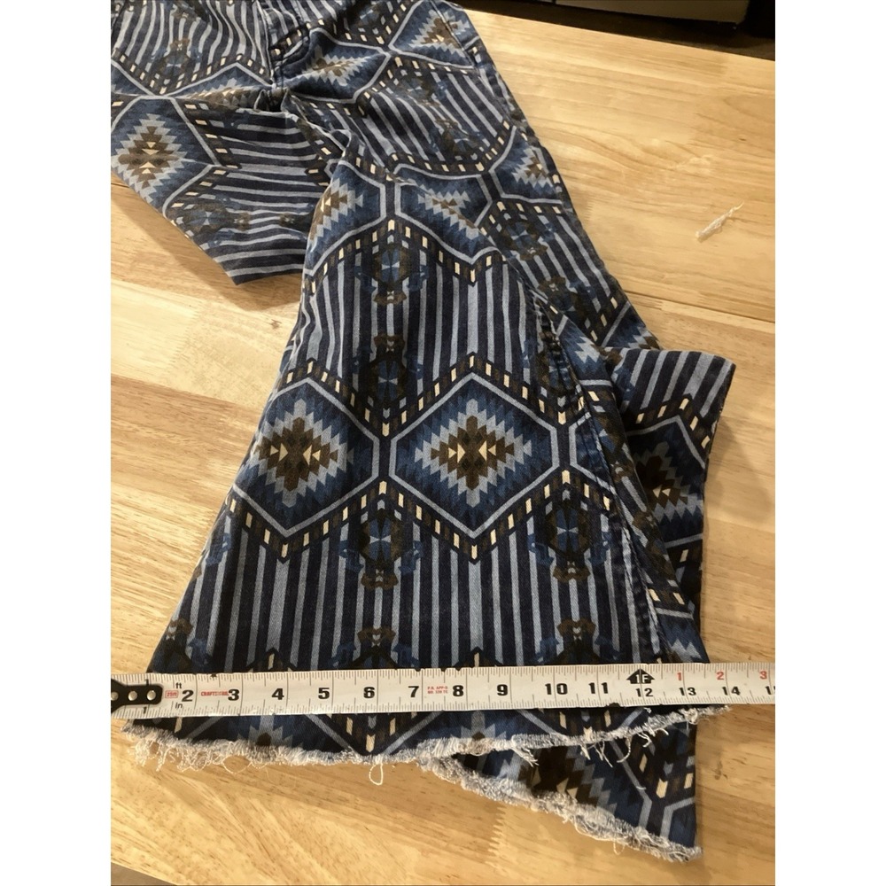 Rock & Roll Denim Bell Jeans Womens 24 30" Inseam Blue Flare Aztec Print - Picture 11 of 12